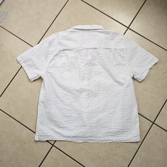 Mutual Weave Men’s Shirt XXL Button Up White 100% Cotton Strait Hem Short Sleeve - Picture 8 of 10